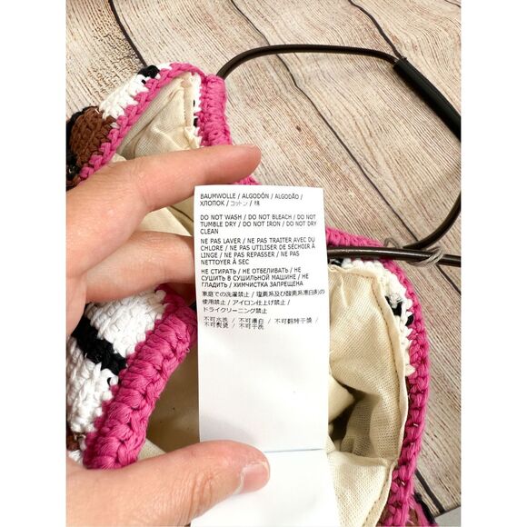 NWT Marni Market handbag in cotton knit with diamond pattern in Pink Crochet - Picture 6 of 16